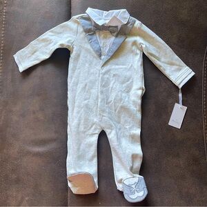 6 month grey “tuxedo” onesie
